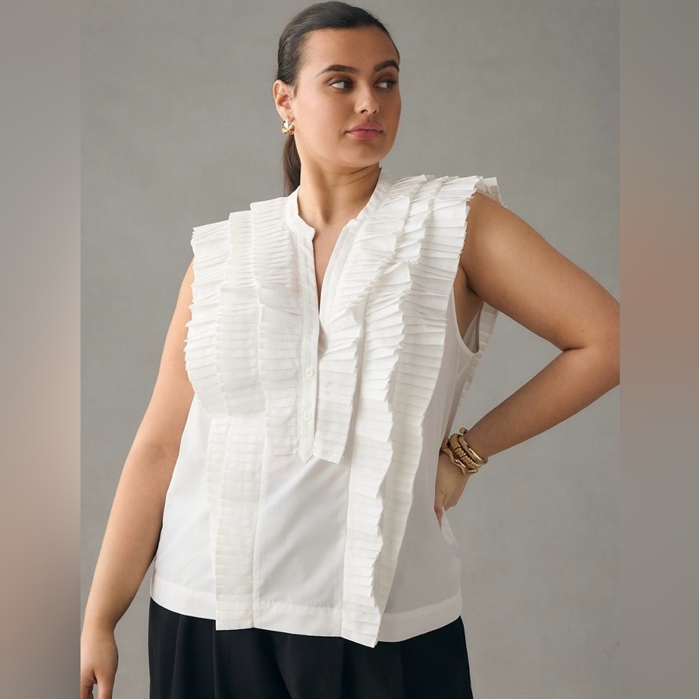 Maeve White Ruffled Blouse